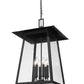 Z-Lite Rainer 18" 6-Light Black Aluminum Outdoor Chain Mount Ceiling Fixture With Clear Seedy Glass Shade