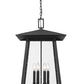 Z-Lite Rainer 18" 6-Light Black Aluminum Outdoor Chain Mount Ceiling Fixture With Clear Seedy Glass Shade