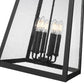 Z-Lite Rainer 18" 6-Light Black Aluminum Outdoor Chain Mount Ceiling Fixture With Clear Seedy Glass Shade