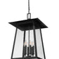 Z-Lite Rainer 18" 6-Light Black Aluminum Outdoor Chain Mount Ceiling Fixture With Clear Seedy Glass Shade