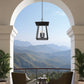 Z-Lite Rainer 18" 6-Light Black Aluminum Outdoor Chain Mount Ceiling Fixture With Clear Seedy Glass Shade