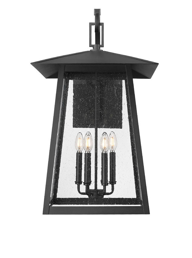 Z-Lite Rainer 18" 6-Light Black Aluminum Outdoor Wall Light With Clear Seedy Glass Shade