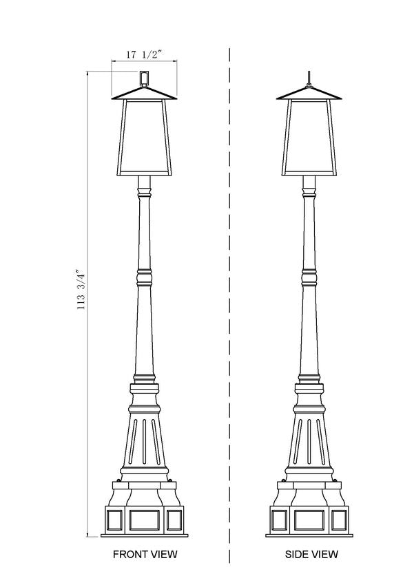 Z-Lite Rainer 18" W x 114" H 6-Light Black Aluminum Outdoor Post Mounted Fixture With Clear Seedy Glass Shade