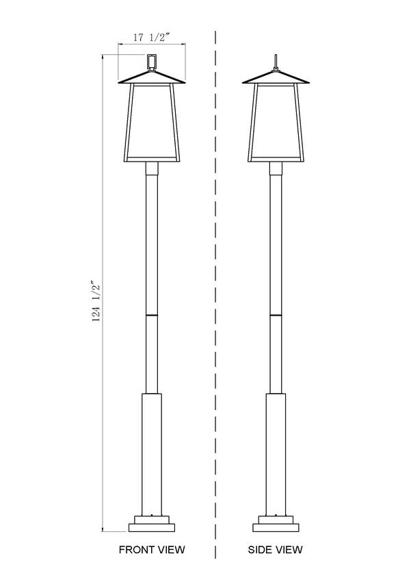 Z-Lite Rainer 18" W x 126" H 6-Light Black Aluminum Outdoor Post Mounted Fixture With Clear Seedy Glass Shade