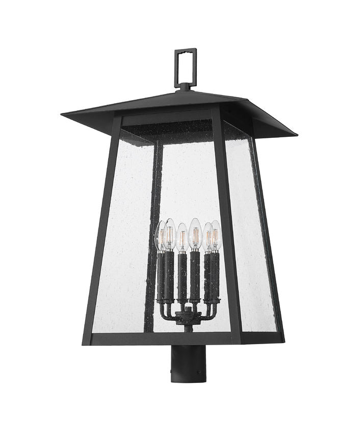Z-Lite Rainer 18" W x 32" H 4-Light Black Aluminum Outdoor Post Mount Fixture With Clear Seedy Glass Shade