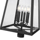 Z-Lite Rainer 18" W x 32" H 4-Light Black Aluminum Outdoor Post Mount Fixture With Clear Seedy Glass Shade