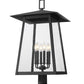 Z-Lite Rainer 18" W x 32" H 4-Light Black Aluminum Outdoor Post Mount Fixture With Clear Seedy Glass Shade