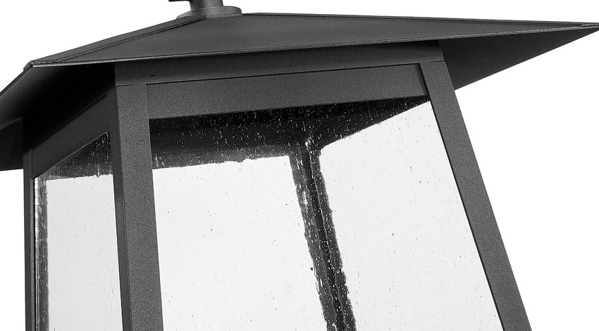 Z-Lite Rainer 5015PHBR-5011P-BK 4-Light Black Aluminum Outdoor Post Mounted Fixture With Clear Seedy Glass Shade