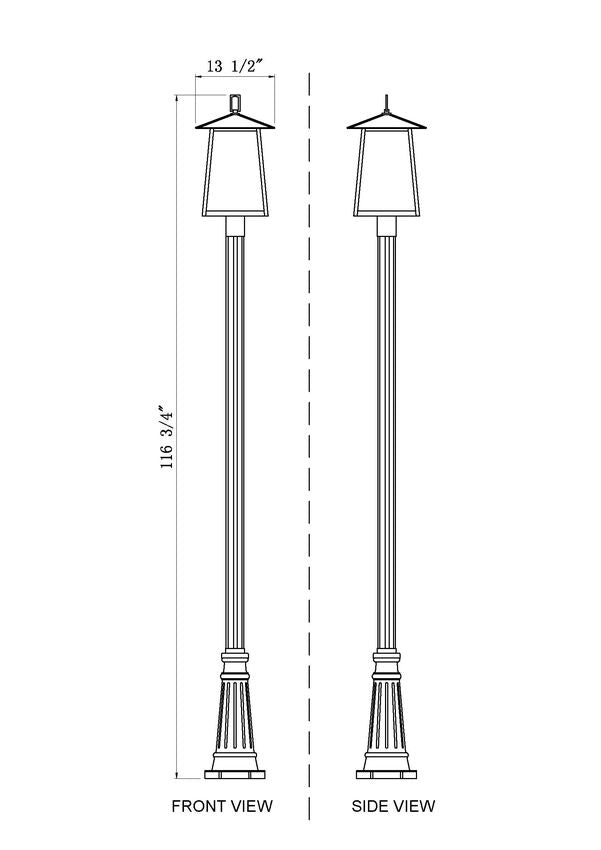 Z-Lite Rainer 5015PHBR-5011P-BK 4-Light Black Aluminum Outdoor Post Mounted Fixture With Clear Seedy Glass Shade