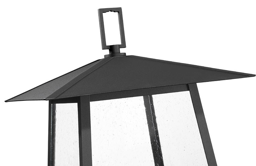 Z-Lite Rainer 5015PHBR-5012P-BK 4-Light Black Aluminum Outdoor Post Mounted Fixture With Clear Seedy Glass Shade