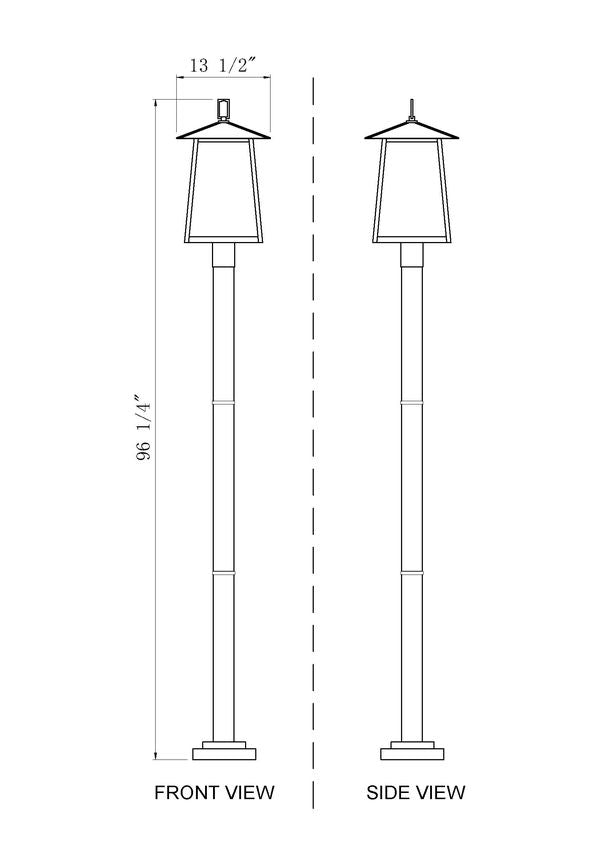 Z-Lite Rainer 5015PHBR-5012P-BK 4-Light Black Aluminum Outdoor Post Mounted Fixture With Clear Seedy Glass Shade