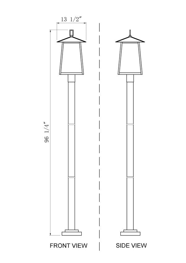 Z-Lite Rainer 5015PHBR-567P-BK 4-Light Black Aluminum Outdoor Post Mounted Fixture With Clear Seedy Glass Shade