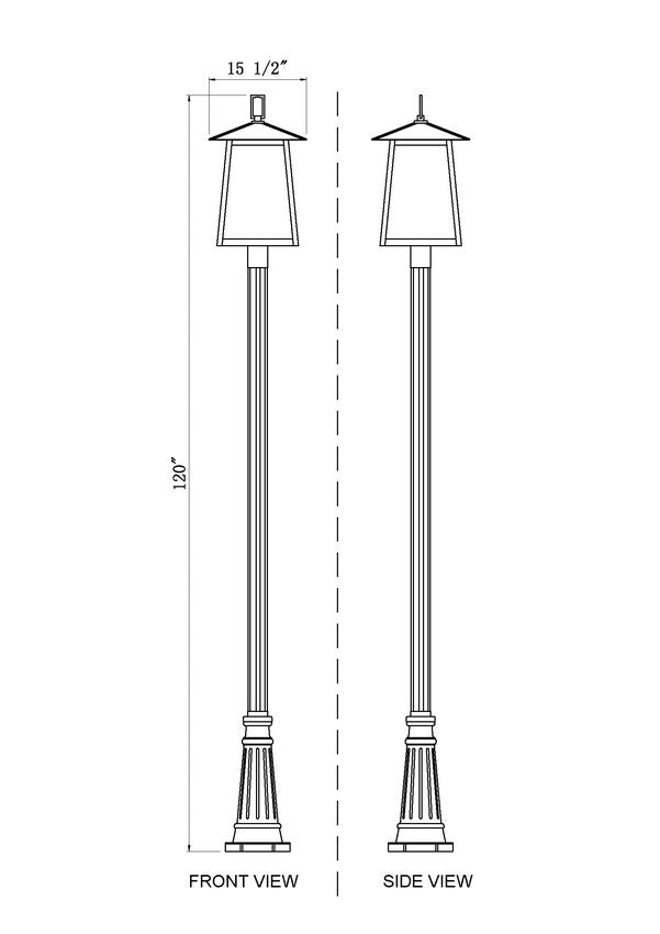 Z-Lite Rainer 5015PHXLR-5011P-BK 5-Light Black Aluminum Outdoor Post Mounted Fixture With Clear Seedy Glass Shade