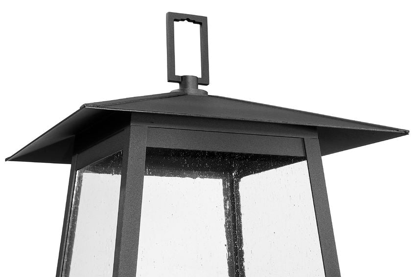 Z-Lite Rainer 5015PHXLR-564P-BK 5-Light Black Aluminum Outdoor Post Mounted Fixture With Clear Seedy Glass Shade