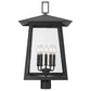 Z-Lite Rainer 5015PHXLR-BK 5-Light Black Aluminum Outdoor Post Mount Fixture With Clear Seedy Glass Shade