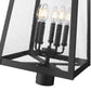 Z-Lite Rainer 5015PHXLR-BK 5-Light Black Aluminum Outdoor Post Mount Fixture With Clear Seedy Glass Shade
