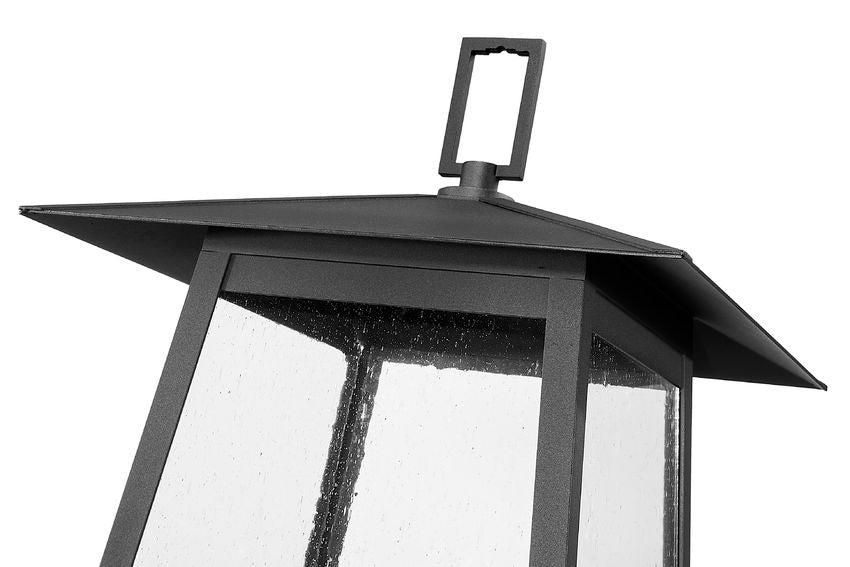 Z-Lite Rainer 5015PHXLS-536P-BK 5-Light Black Aluminum Outdoor Post Mounted Fixture With Clear Seedy Glass Shade