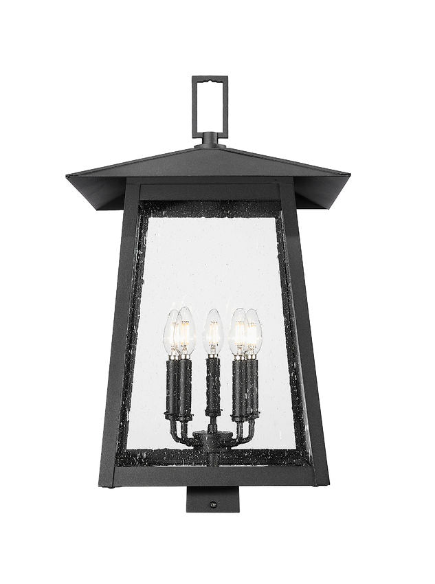 Z-Lite Rainer 5015PHXLS-BK 5-Light Black Aluminum Outdoor Post Mount Fixture With Clear Seedy Glass Shade