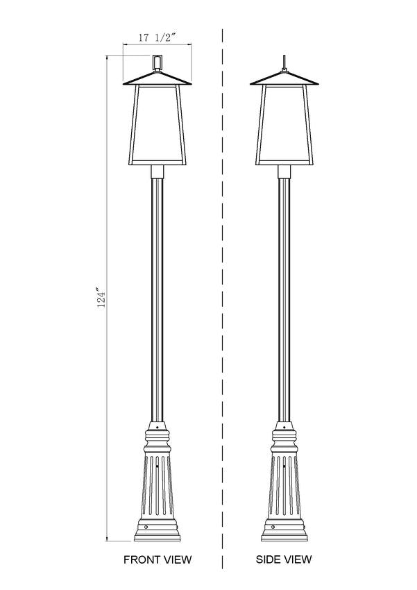 Z-Lite Rainer 5015PHXXLR-511P-BK 6-Light Black Aluminum Outdoor Post Mounted Fixture With Clear Seedy Glass Shade