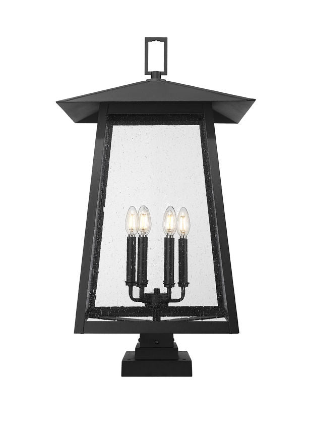 Z-Lite Rainer 5015PHXXLS-SQPM-BK 6-Light Black Aluminum Outdoor Pier Mount Fixture With Clear Seedy Glass Shade