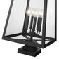 Z-Lite Rainer 5015PHXXLS-SQPM-BK 6-Light Black Aluminum Outdoor Pier Mount Fixture With Clear Seedy Glass Shade