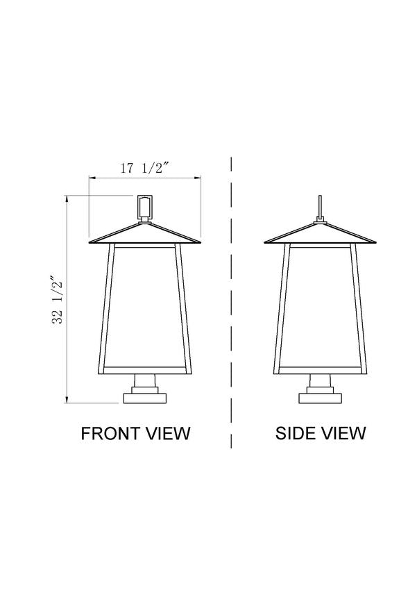 Z-Lite Rainer 5015PHXXLS-SQPM-BK 6-Light Black Aluminum Outdoor Pier Mount Fixture With Clear Seedy Glass Shade