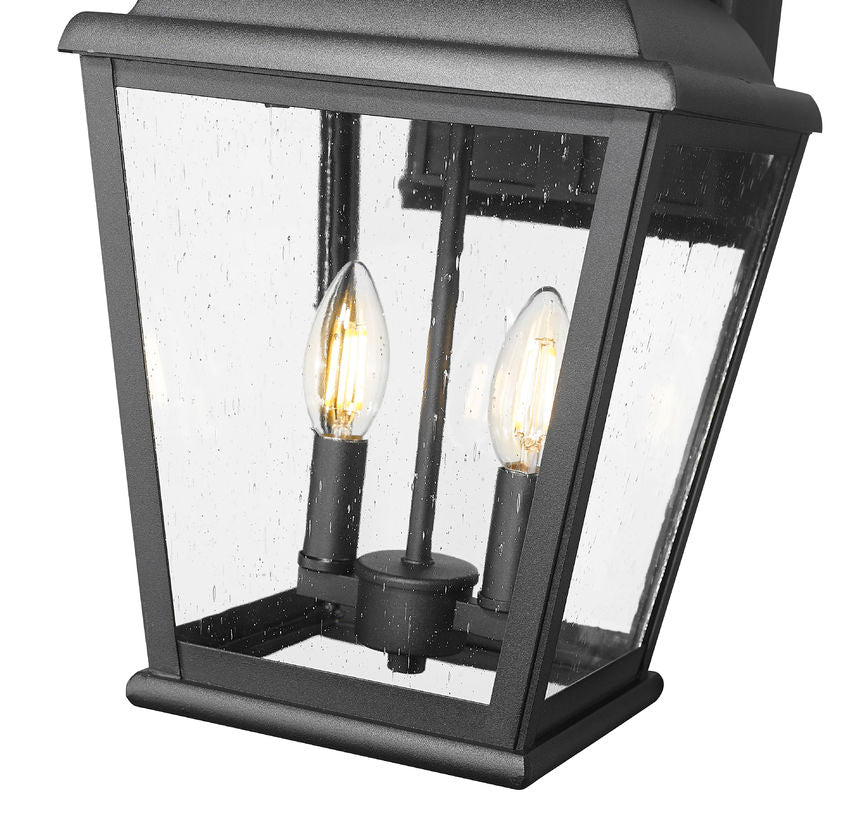 Z-Lite Raphael 2-Light Sand Black Aluminum Frame Clear Seedy Glass Shade Outdoor Wall Light