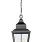 Z-Lite Raphael 3-Light Sand Black Aluminum Frame Clear Seedy Glass Shade Outdoor Chain Mount Ceiling Fixture