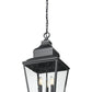 Z-Lite Raphael 3-Light Sand Black Aluminum Frame Clear Seedy Glass Shade Outdoor Chain Mount Ceiling Fixture