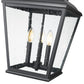 Z-Lite Raphael 3-Light Sand Black Aluminum Frame Clear Seedy Glass Shade Outdoor Chain Mount Ceiling Fixture