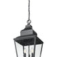 Z-Lite Raphael 3-Light Sand Black Aluminum Frame Clear Seedy Glass Shade Outdoor Chain Mount Ceiling Fixture