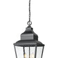 Z-Lite Raphael 3-Light Sand Black Aluminum Frame Clear Seedy Glass Shade Outdoor Chain Mount Ceiling Fixture