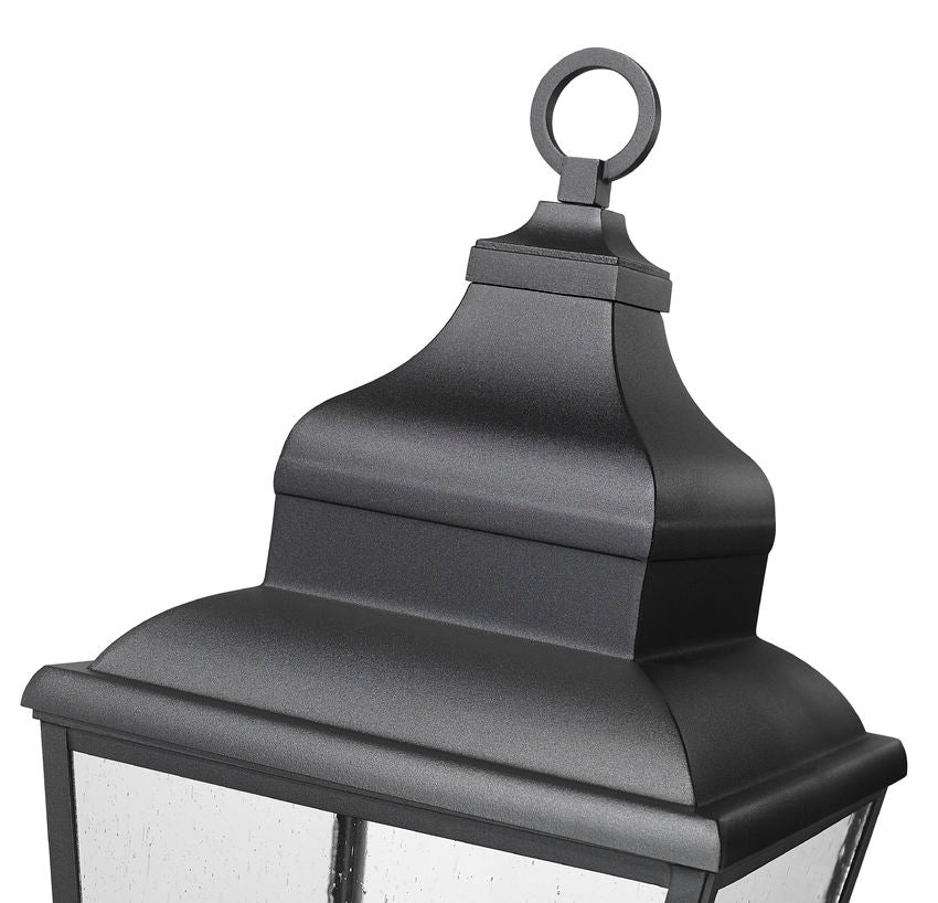 Z-Lite Raphael 3-Light Sand Black Aluminum Frame Clear Seedy Glass Shade Outdoor Post Mounted Fixture