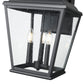 Z-Lite Raphael 3-Light Sand Black Aluminum Frame Clear Seedy Glass Shade Outdoor Wall Light
