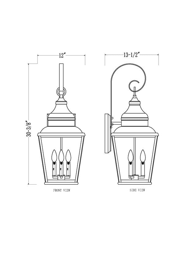 Z-Lite Raphael 3-Light Sand Black Aluminum Frame Clear Seedy Glass Shade Outdoor Wall Light