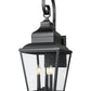 Z-Lite Raphael 3-Light Sand Black Aluminum Frame Clear Seedy Glass Shade Outdoor Wall Light