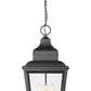 Z-Lite Raphael 4-Light Sand Black Aluminum Frame Clear Seedy Glass Shade Outdoor Chain Mount Ceiling Fixture