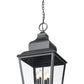 Z-Lite Raphael 4-Light Sand Black Aluminum Frame Clear Seedy Glass Shade Outdoor Chain Mount Ceiling Fixture