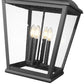 Z-Lite Raphael 4-Light Sand Black Aluminum Frame Clear Seedy Glass Shade Outdoor Chain Mount Ceiling Fixture