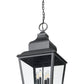 Z-Lite Raphael 4-Light Sand Black Aluminum Frame Clear Seedy Glass Shade Outdoor Chain Mount Ceiling Fixture