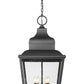 Z-Lite Raphael 5-Light Sand Black Aluminum Frame Clear Seedy Glass Shade Outdoor Chain Mount Ceiling Fixture