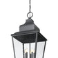 Z-Lite Raphael 5-Light Sand Black Aluminum Frame Clear Seedy Glass Shade Outdoor Chain Mount Ceiling Fixture