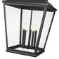 Z-Lite Raphael 5-Light Sand Black Aluminum Frame Clear Seedy Glass Shade Outdoor Chain Mount Ceiling Fixture