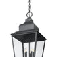 Z-Lite Raphael 5-Light Sand Black Aluminum Frame Clear Seedy Glass Shade Outdoor Chain Mount Ceiling Fixture