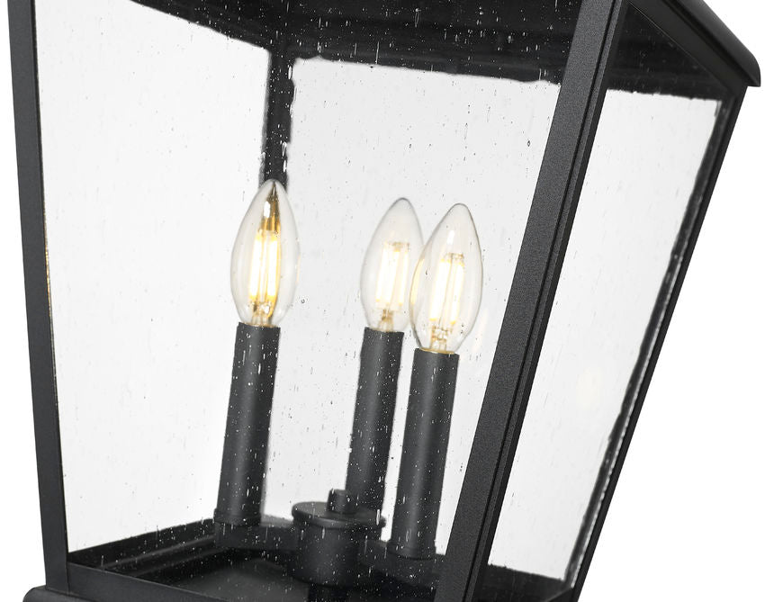 Z-Lite Raphael 5029PHBR-519P-BK 3-Light Sand Black Aluminum Frame Clear Seedy Glass Shade Outdoor Post Mounted Fixture