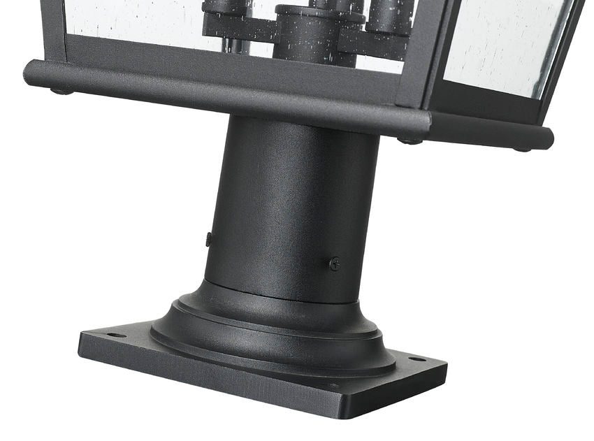 Z-Lite Raphael 5029PHBR-533PM-BK 3-Light Sand Black Aluminum Frame Clear Seedy Glass Shade Outdoor Pier Mounted Fixture