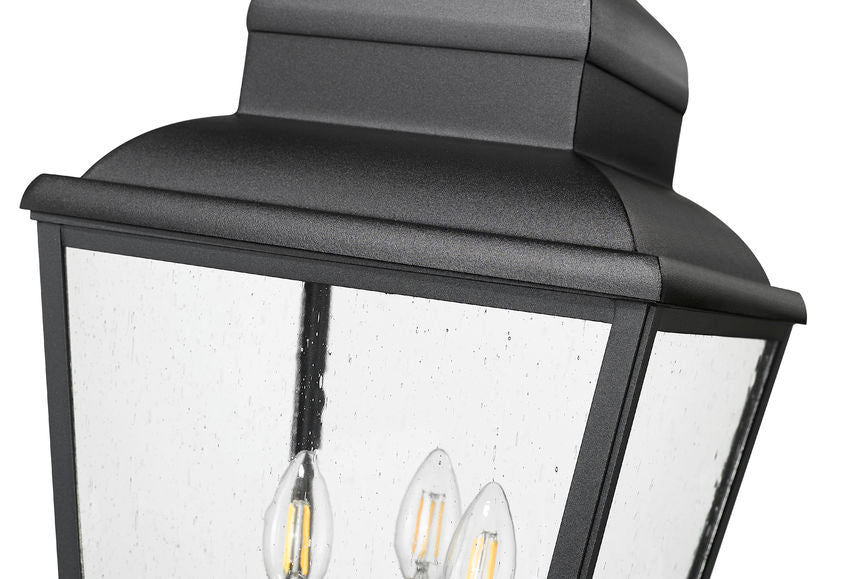 Z-Lite Raphael 5029PHBR-564P-BK 3-Light Sand Black Aluminum Frame Clear Seedy Glass Shade Outdoor Post Mounted Fixture