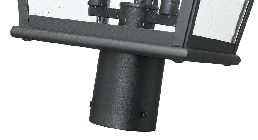 Z-Lite Raphael 5029PHBR-BK 3-Light Sand Black Aluminum Frame Clear Seedy Glass Shade Outdoor Post Mounted Fixture