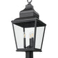 Z-Lite Raphael 5029PHBR-BK 3-Light Sand Black Aluminum Frame Clear Seedy Glass Shade Outdoor Post Mounted Fixture