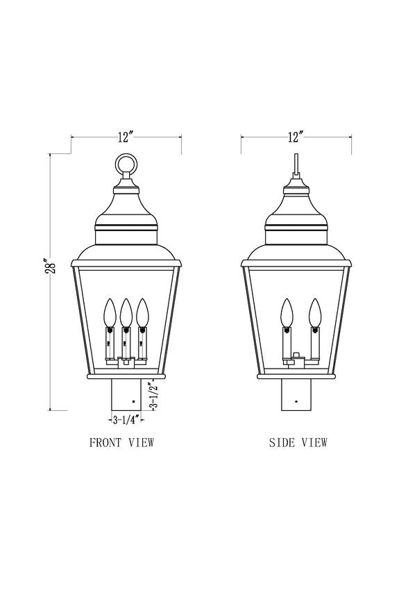 Z-Lite Raphael 5029PHBR-BK 3-Light Sand Black Aluminum Frame Clear Seedy Glass Shade Outdoor Post Mounted Fixture